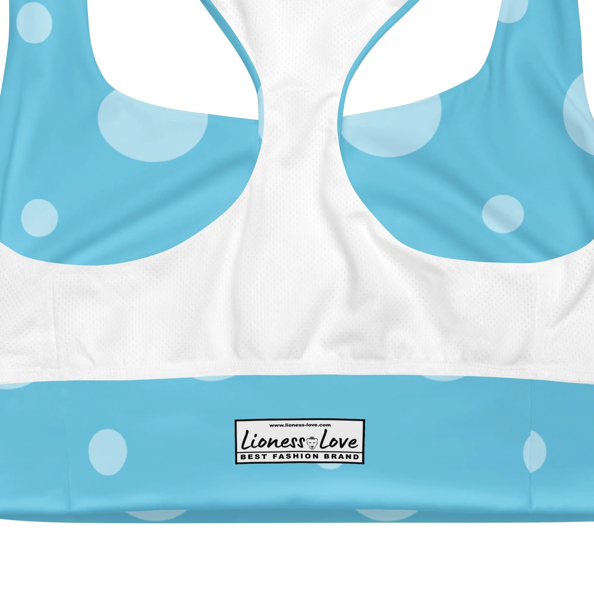 Baby Blue Polka Dots Sports Bra | Fitness Bra lioness-love