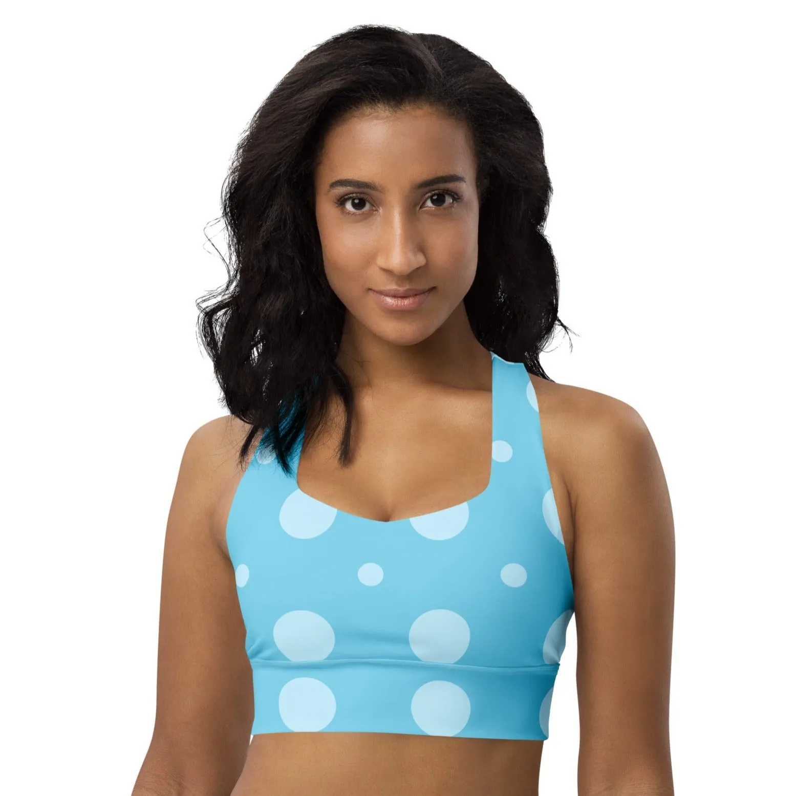 Baby Blue Polka Dots Sports Bra | Fitness Bra lioness-love