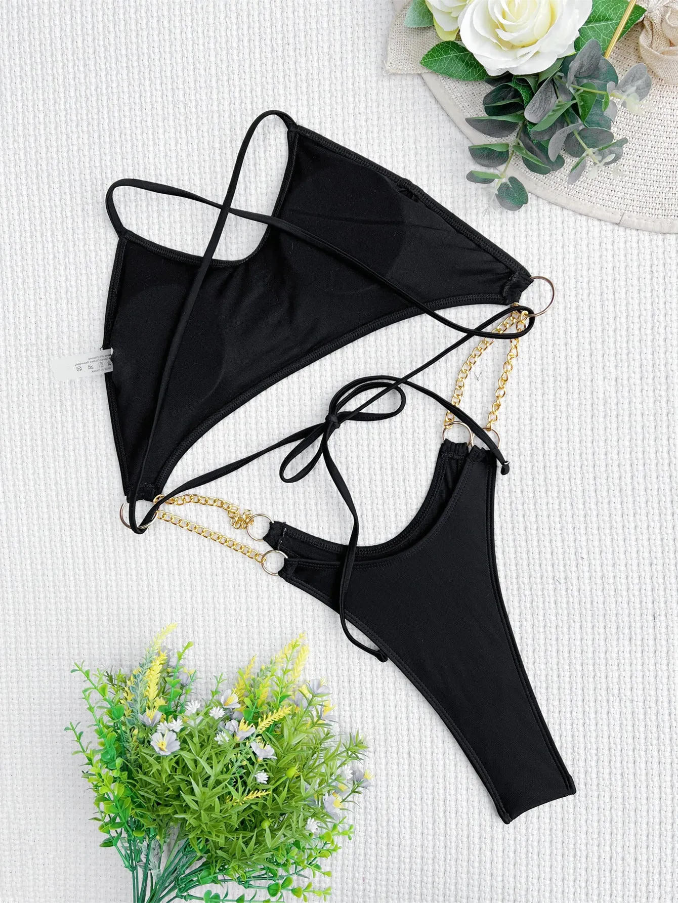 Backless Design New Arrival Strapless Solid Color Bikini Swimsuit