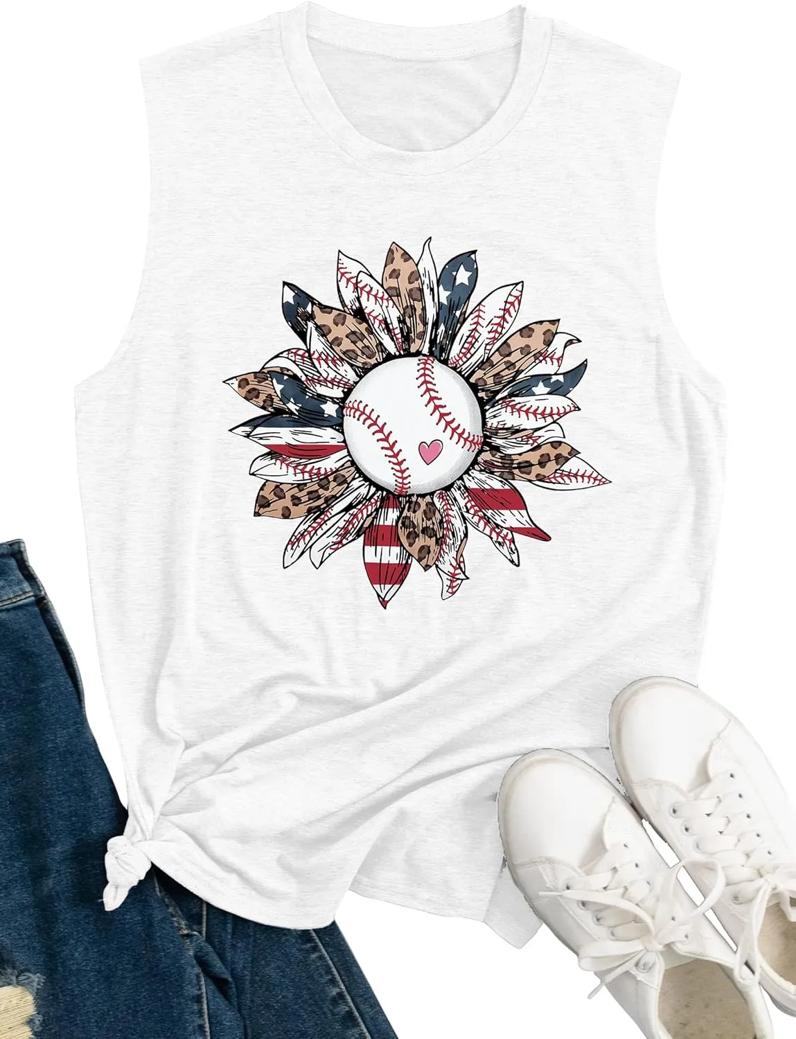 Baseball Mom Shirt Tank Tops Baseball Love Graphic Tee Shirts Women Summer Casual Loose Sleeveless Shirt