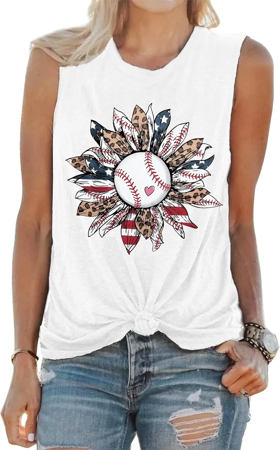 Baseball Mom Shirt Tank Tops Baseball Love Graphic Tee Shirts Women Summer Casual Loose Sleeveless Shirt