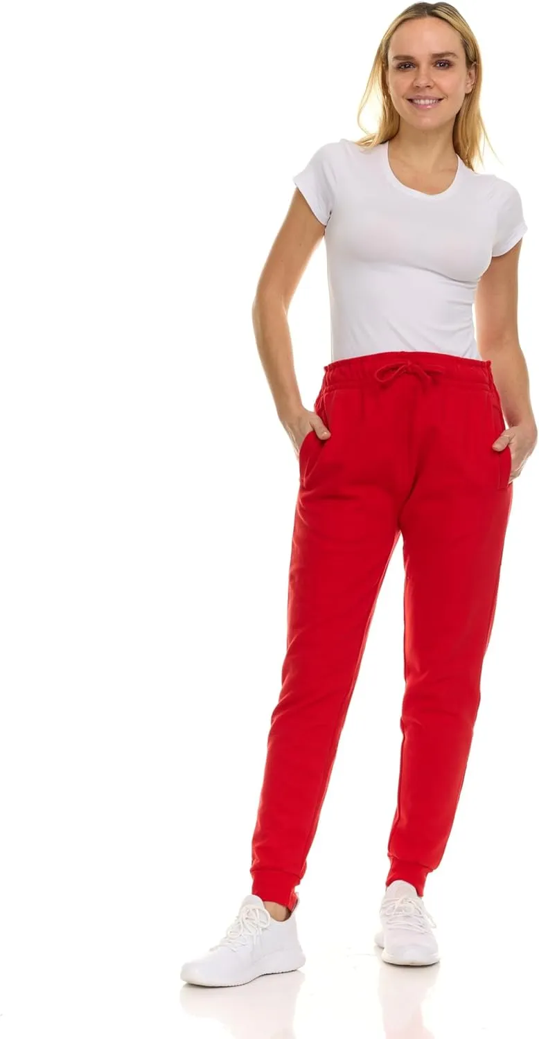 BILLIONHATS 12 Pack Women Jogger Sweatpants, Bulk Comfy Fleece-Lined with Ribbed Cuffs for Charities & Shelter Home Donations