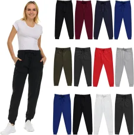 BILLIONHATS 12 Pack Women Jogger Sweatpants, Bulk Comfy Fleece-Lined with Ribbed Cuffs for Charities & Shelter Home Donations