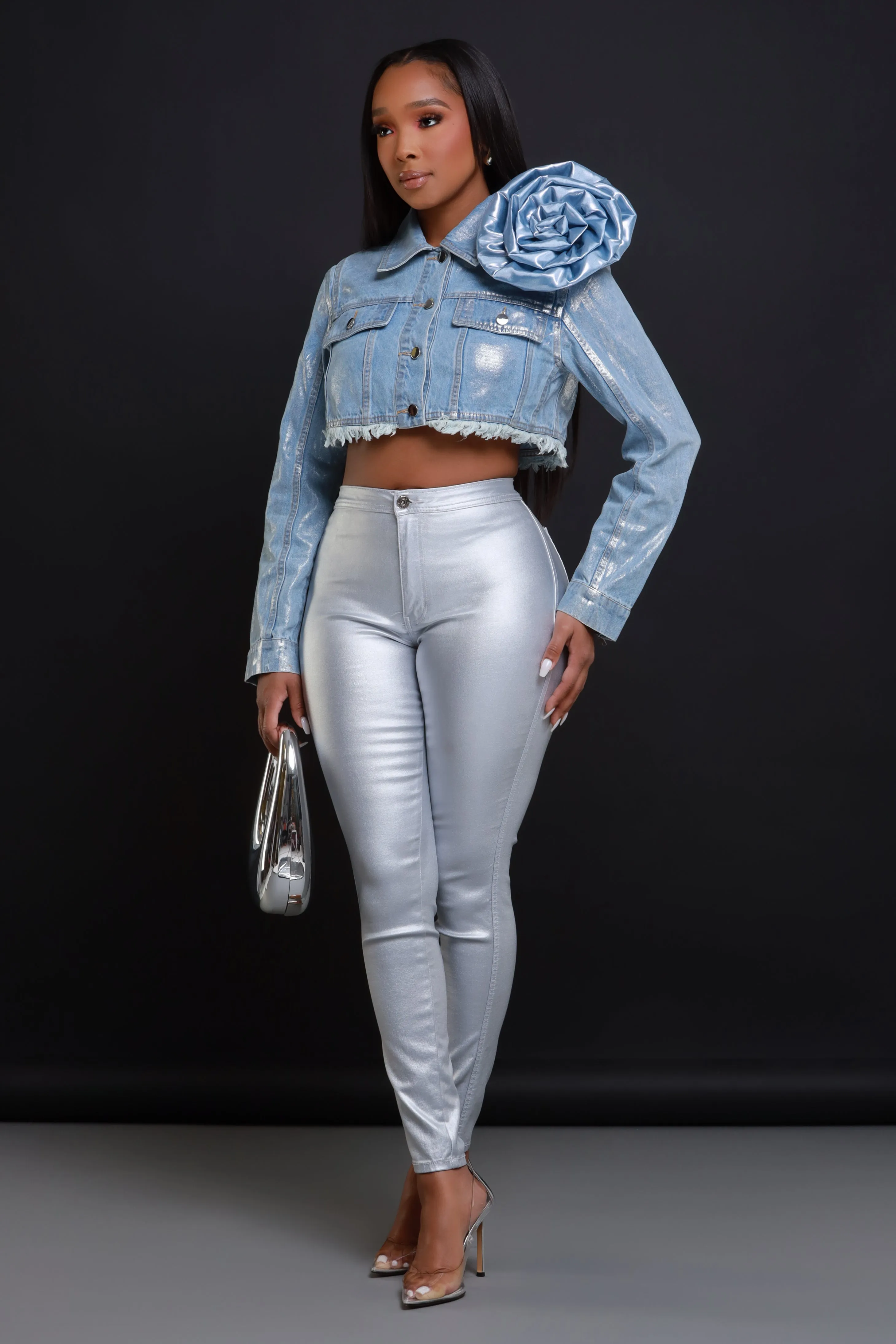 Blossom Cropped Denim Jacket - Light Wash