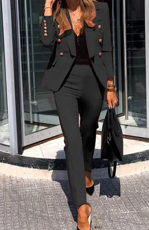 Blue Zone Planet |  Alex's Solid Color Two-Piece Office Pants and Jacket Suit