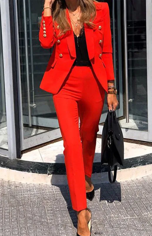 Blue Zone Planet |  Alex's Solid Color Two-Piece Office Pants and Jacket Suit