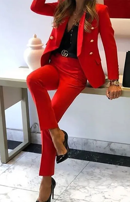 Blue Zone Planet |  Alex's Solid Color Two-Piece Office Pants and Jacket Suit