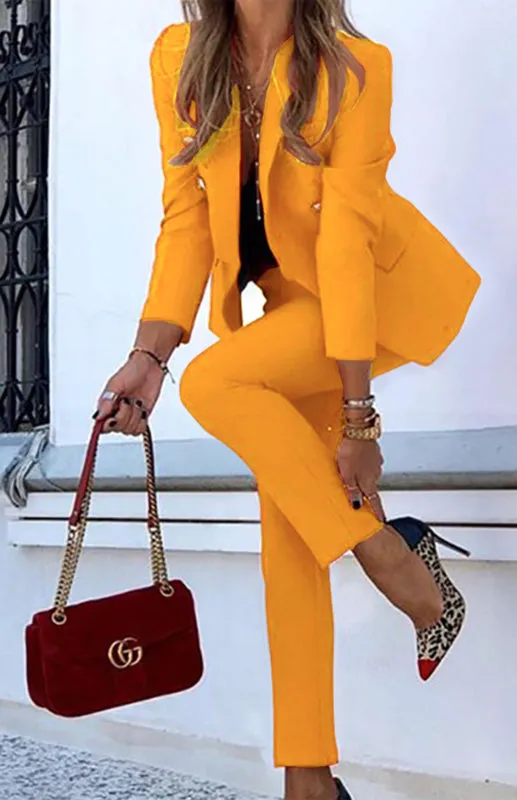 Blue Zone Planet |  Alex's Solid Color Two-Piece Office Pants and Jacket Suit