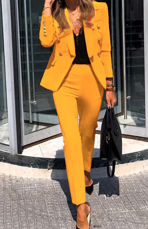 Blue Zone Planet |  Alex's Solid Color Two-Piece Office Pants and Jacket Suit