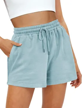 Buauty Women's Sweat Shorts SweatShorts Summer Lounge Cotton Drawstring Cute Fleece Athletic Running Shorts with Pockets