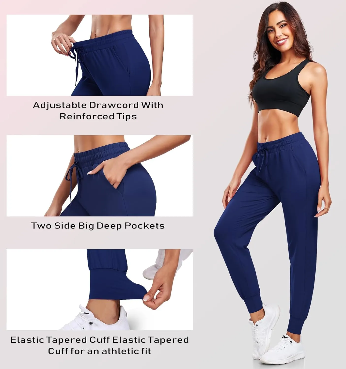 DHSO 3 Pack Sweatpants for Women-Womens Joggers with Pockets Athletic Leggings for Workout Yoga Running Pants Trousers