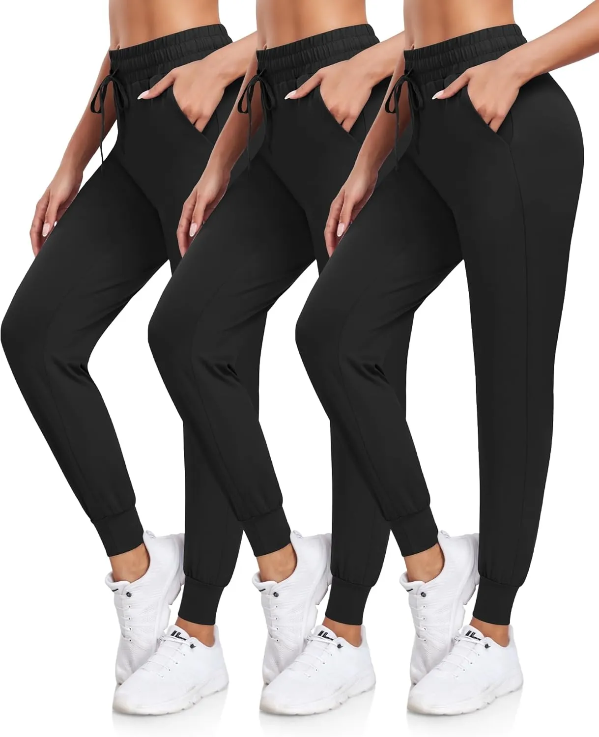 DHSO 3 Pack Sweatpants for Women-Womens Joggers with Pockets Athletic Leggings for Workout Yoga Running Pants Trousers
