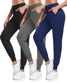 DHSO 3 Pack Sweatpants for Women-Womens Joggers with Pockets Athletic Leggings for Workout Yoga Running Pants Trousers