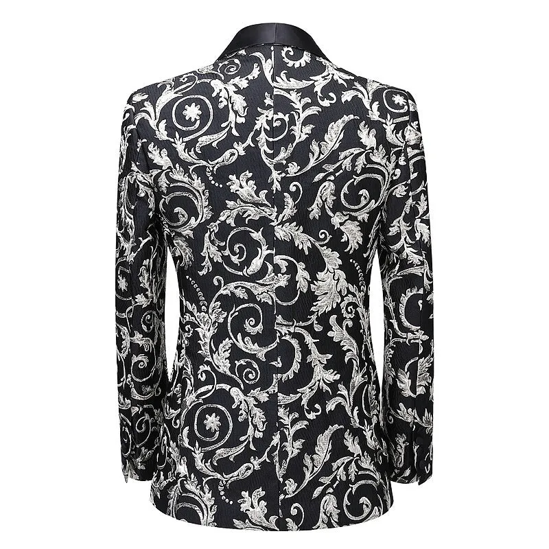 Fashion Floral Tuxedo Jacket Business Dinner Groom Wedding Formal Suit Blazer Trousers Two-piece suit men's, lioness-love