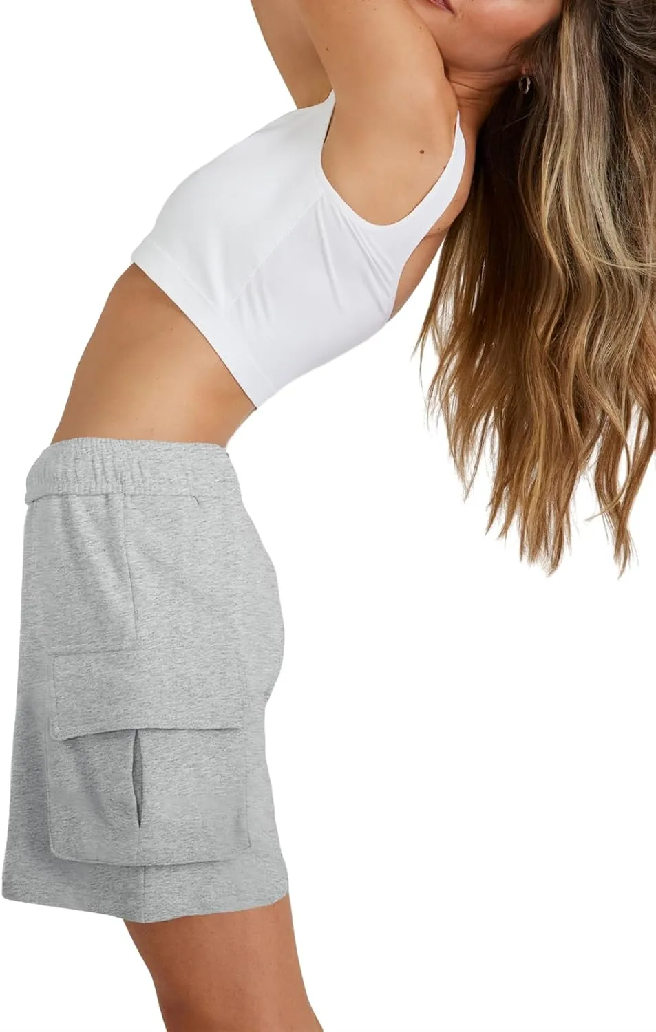 Fisoew Sweat Shorts for Women Casual Summer Drawstring Cargo Short Athletic Running Workout Baggy Shorts