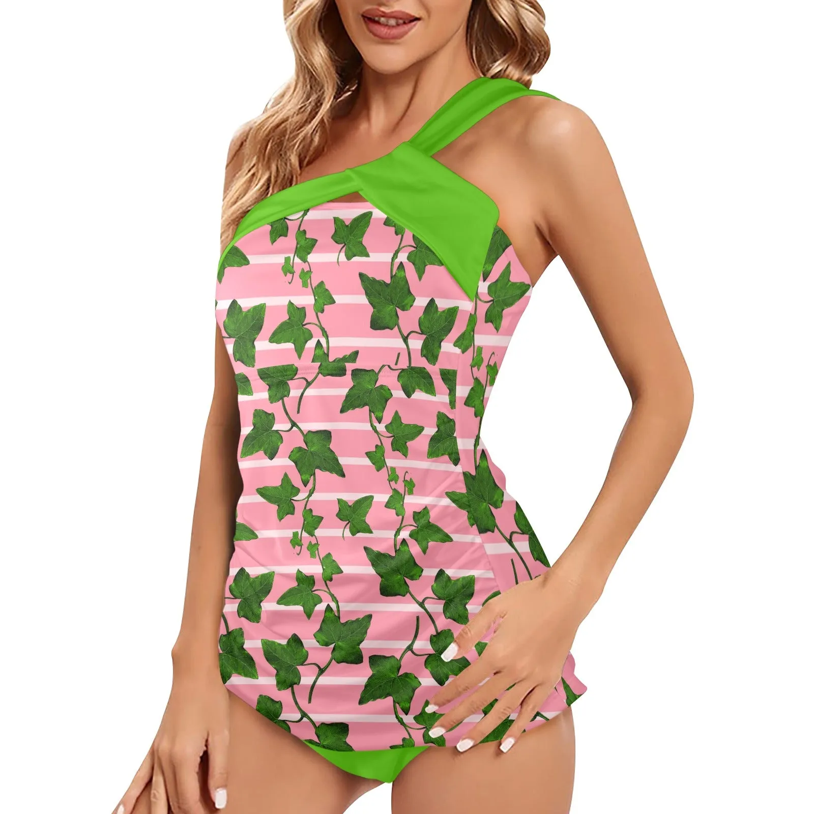 Ivy League Women's One Shoulder Backless Swimsuit