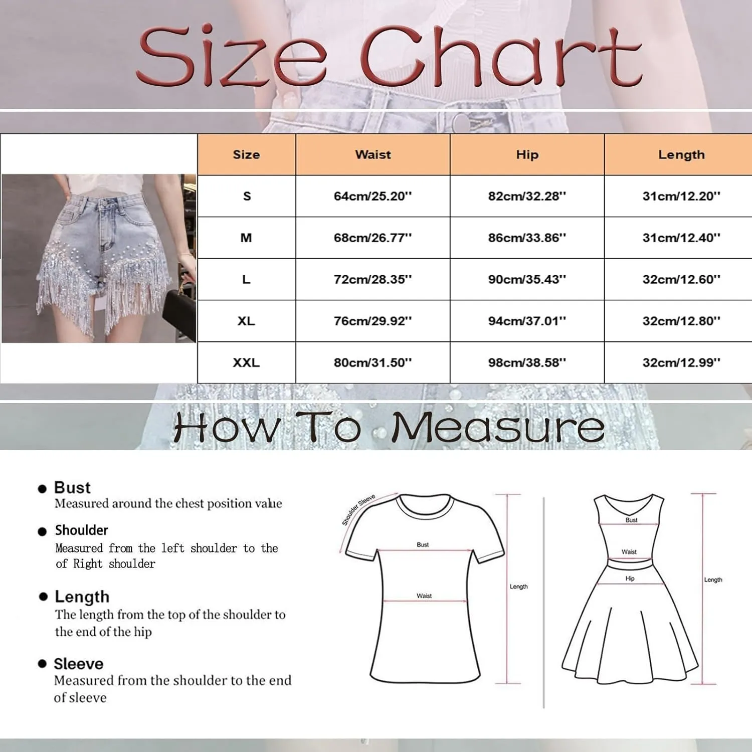Jean Shorts Womens High Waisted Ripped Soft Rhinestone Pearl Beaded Fringe Comfy Tassel Denim Short Raw Hem Frayed Shorts