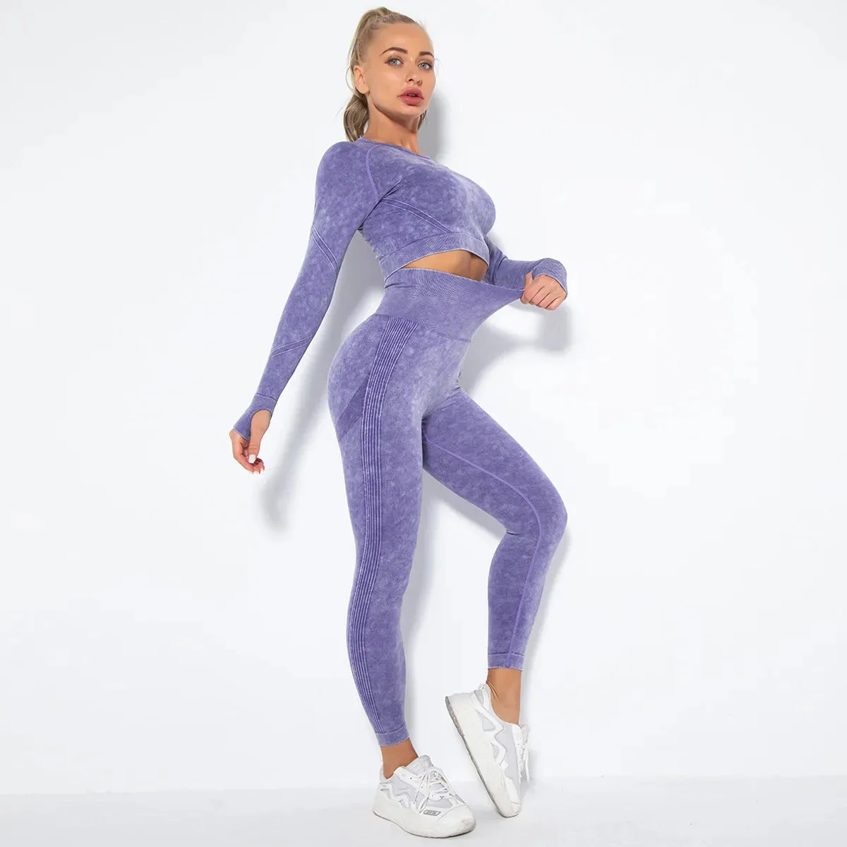 Long Sleeve Scrunch Yoga Suit (10 colors)
