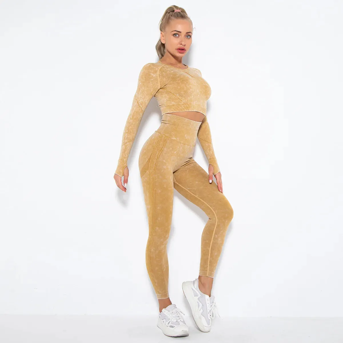 Long Sleeve Scrunch Yoga Suit (10 colors)