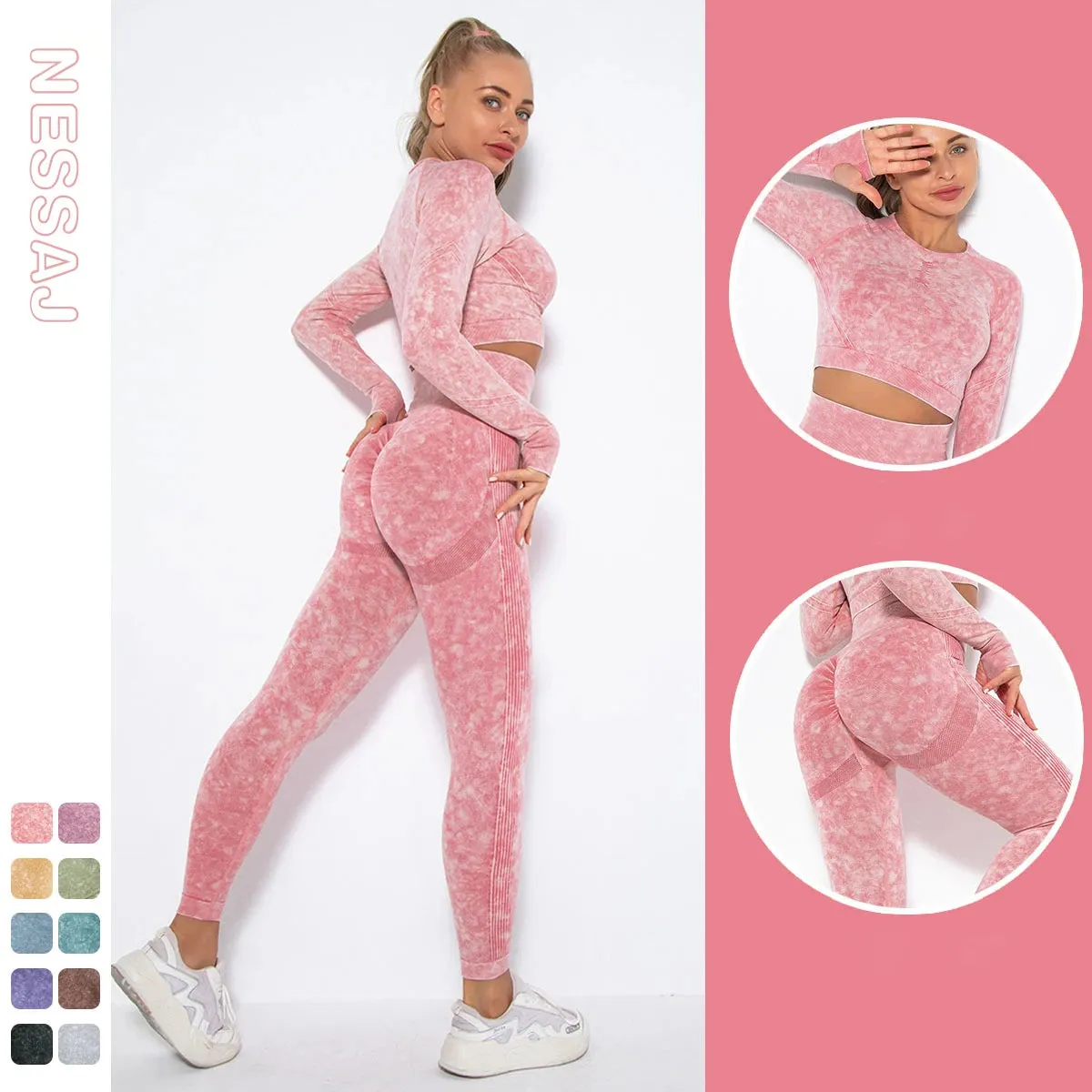 Long Sleeve Scrunch Yoga Suit (10 colors)
