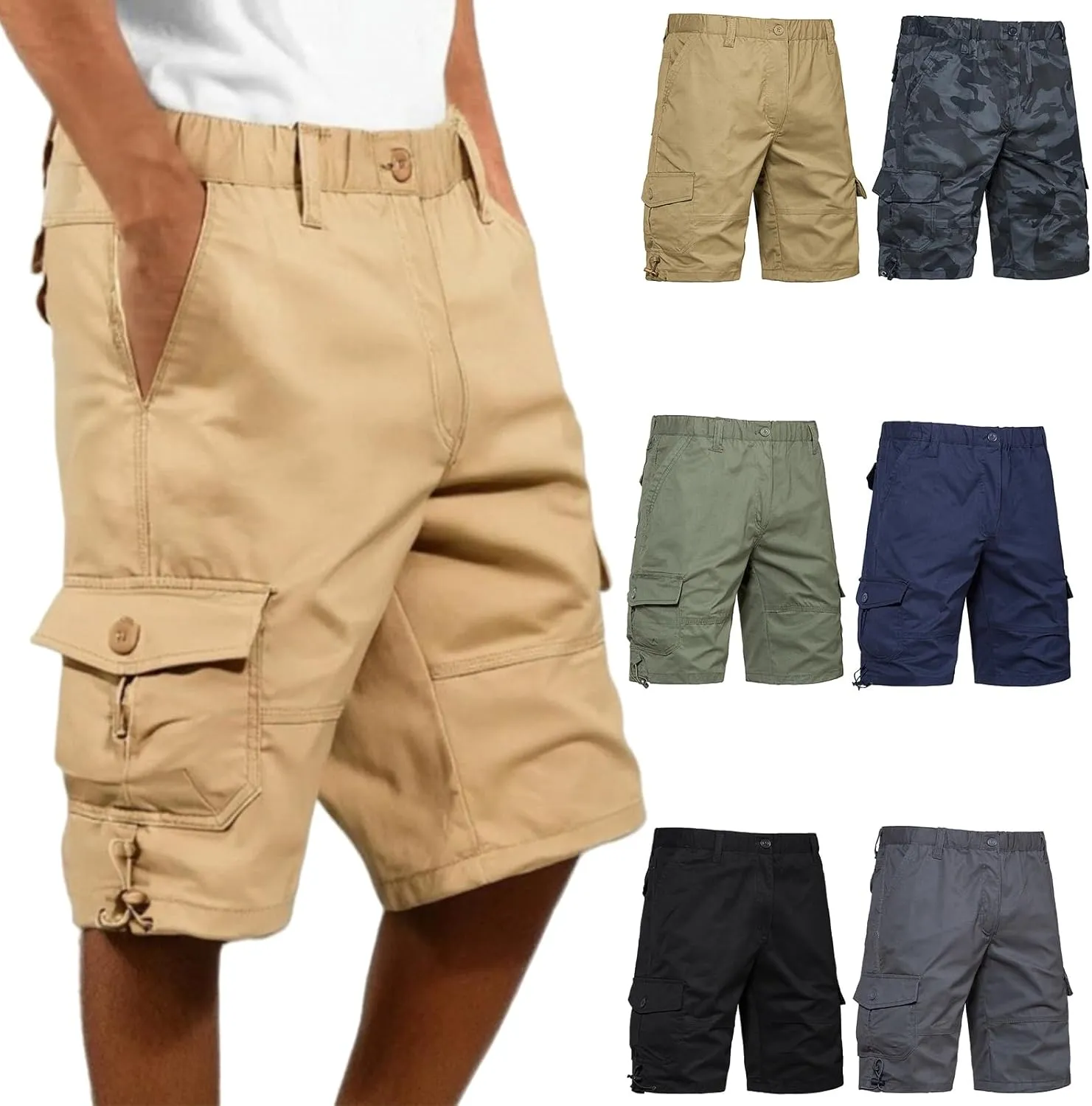 Mens Cargo Shorts Cotton Relaxed Fit Casual Shorts Camouflage Camo Cargo Short Pants for Work Outdoor Camping Travel