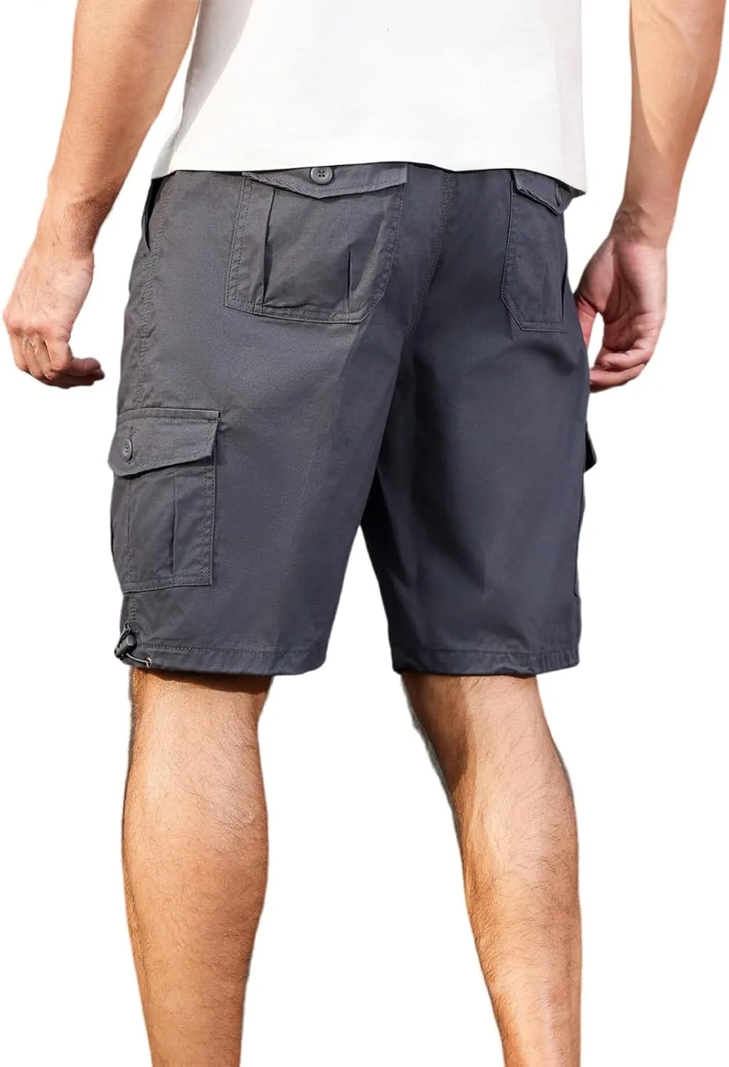 Mens Hiking Cargo Shorts Summer Straight-Leg Jogging Shorts Classic Fit Stretch Waist Sports Pants with Multi Pockets