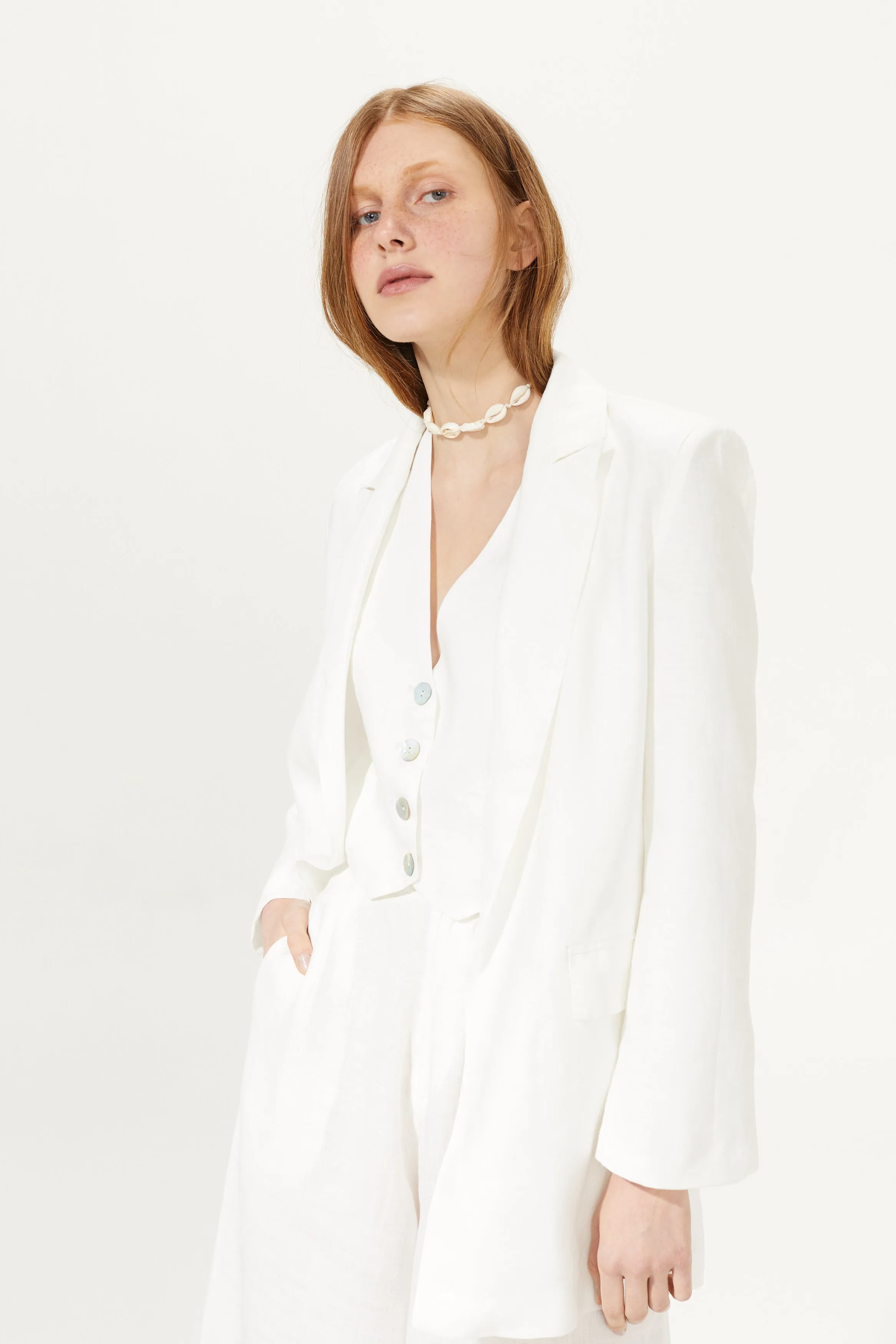 Milano Linen Blazer - White