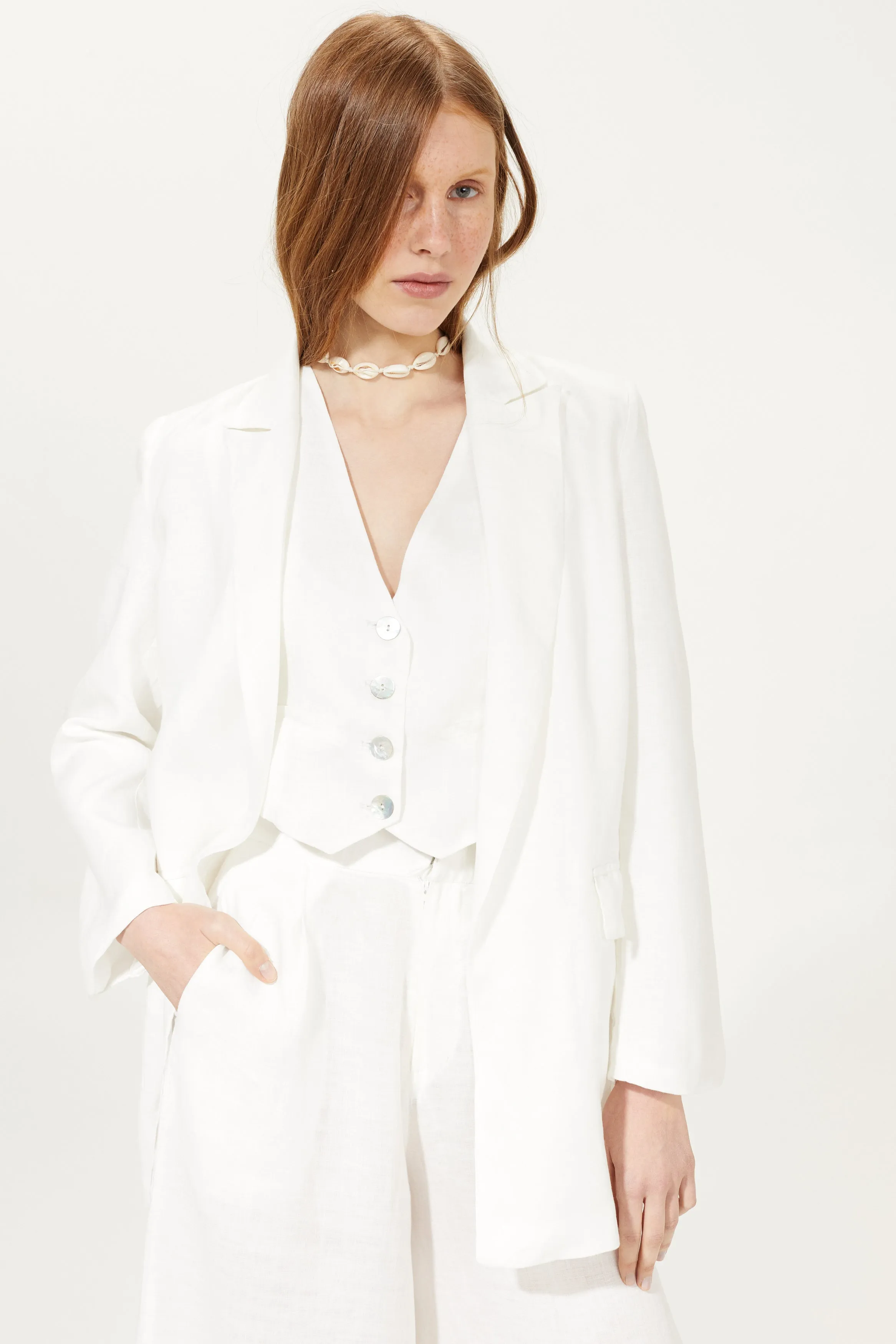 Milano Linen Blazer - White