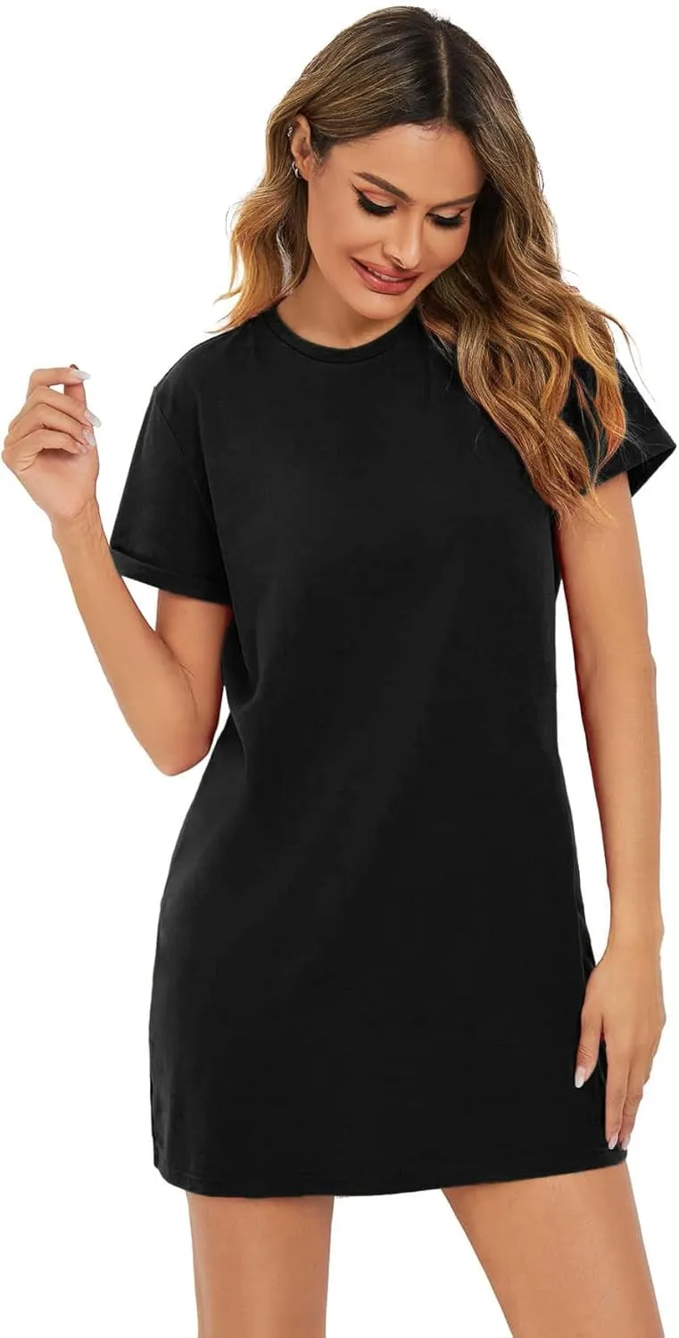 Milumia Women Casual Short T Shirt Dress Short Sleeve Straight Mini Tee Shirt Dress