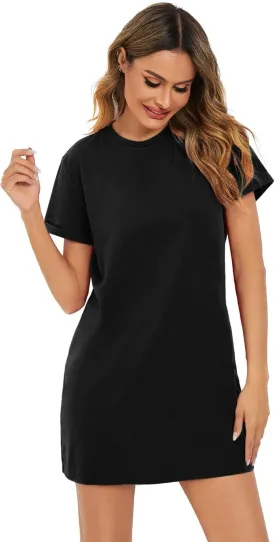 Milumia Women Casual Short T Shirt Dress Short Sleeve Straight Mini Tee Shirt Dress