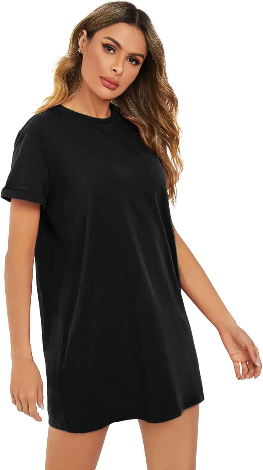 Milumia Women Casual Short T Shirt Dress Short Sleeve Straight Mini Tee Shirt Dress