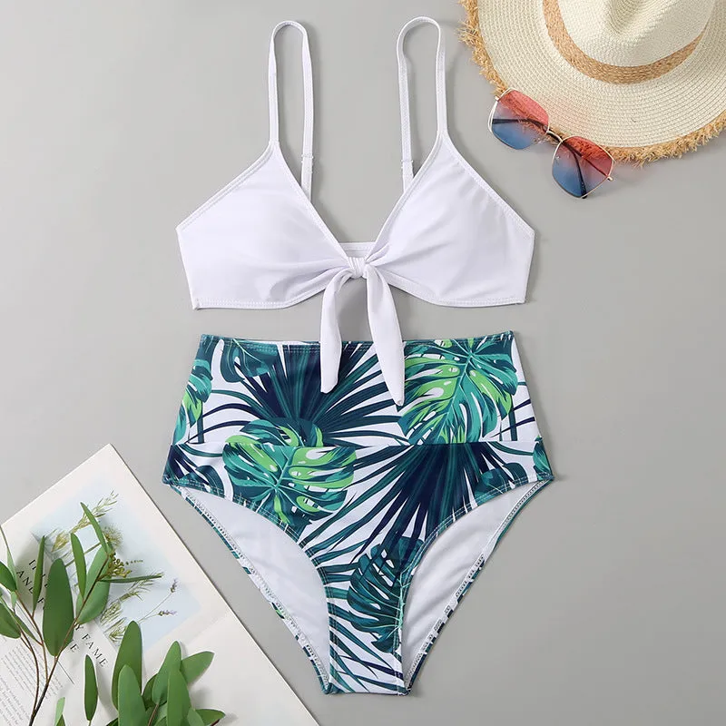 Multicolored Bikini with Strappy Print Design Swimwear