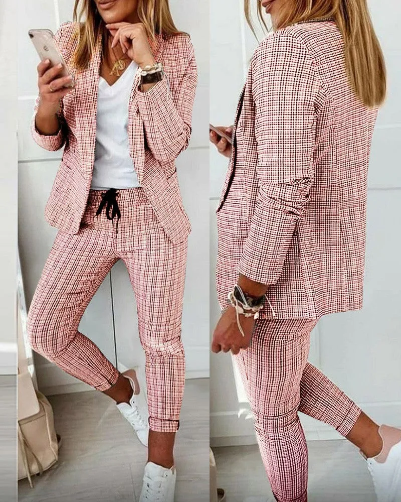 New Casual Women's Straight Trousers Suit