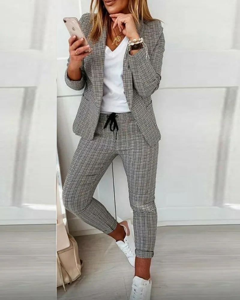 New Casual Women's Straight Trousers Suit
