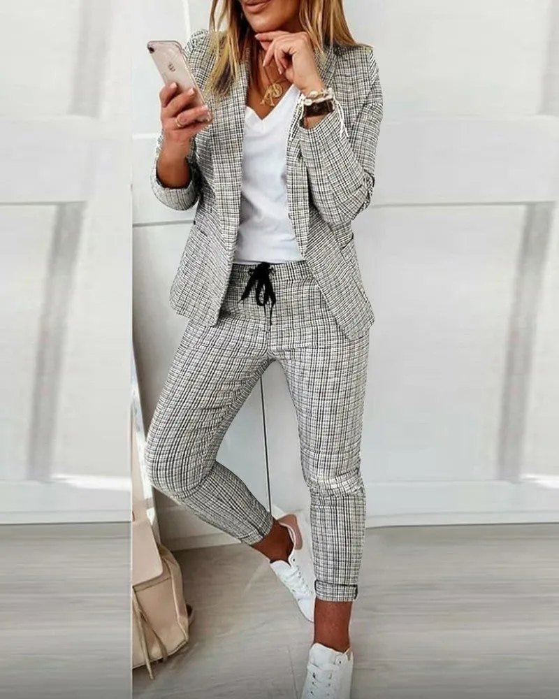 New Casual Women's Straight Trousers Suit