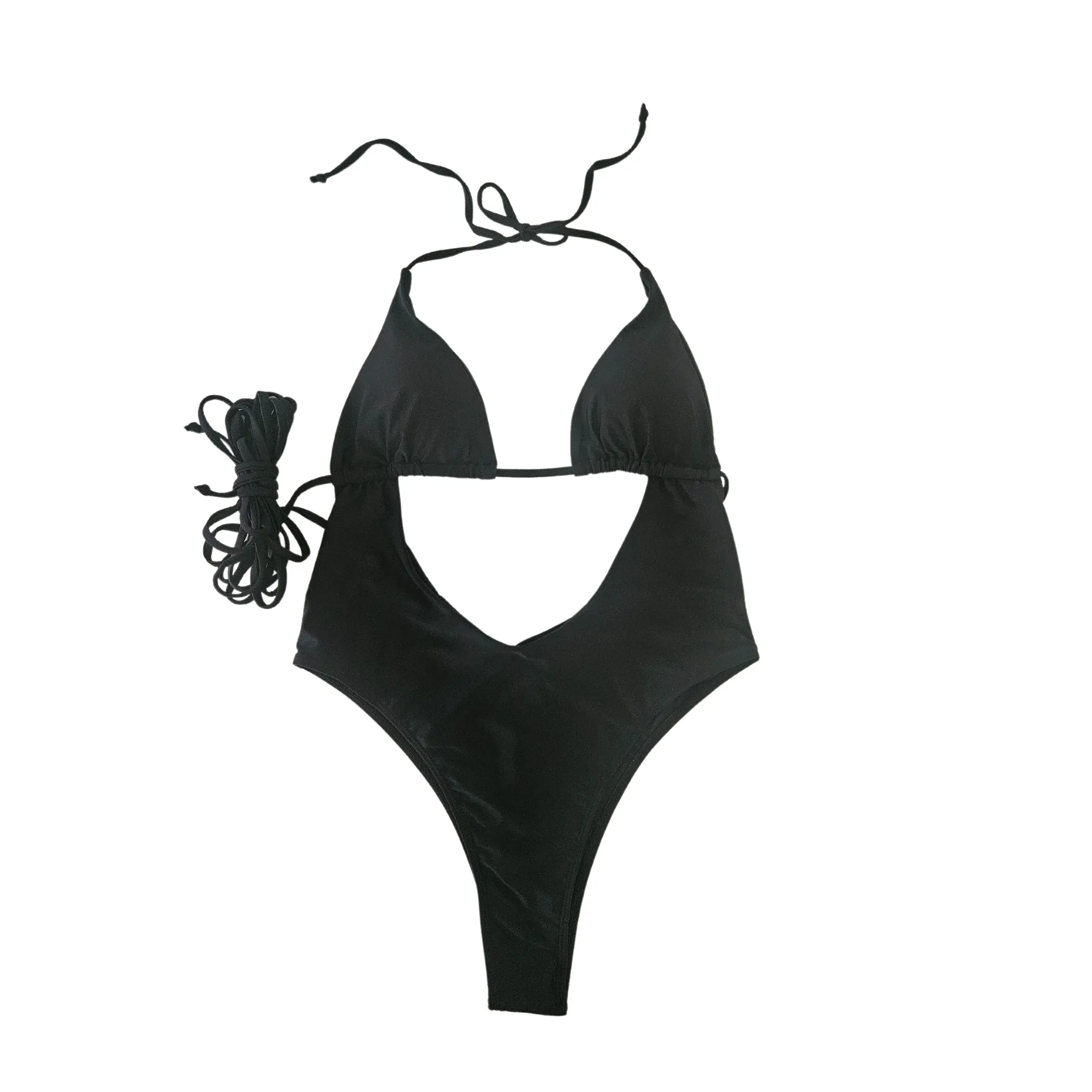 Noir Nautical Cut Out Backless One Piece Swimsuit