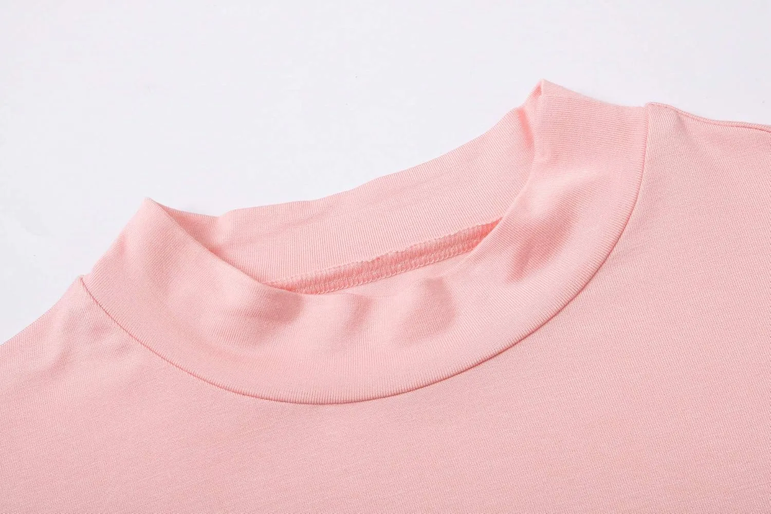 OThread & Co. Women's Half Sleeve Mock Neck T-Shirt Basic Stretch Layer Comfy Casual Top