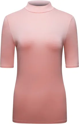 OThread & Co. Women's Half Sleeve Mock Neck T-Shirt Basic Stretch Layer Comfy Casual Top