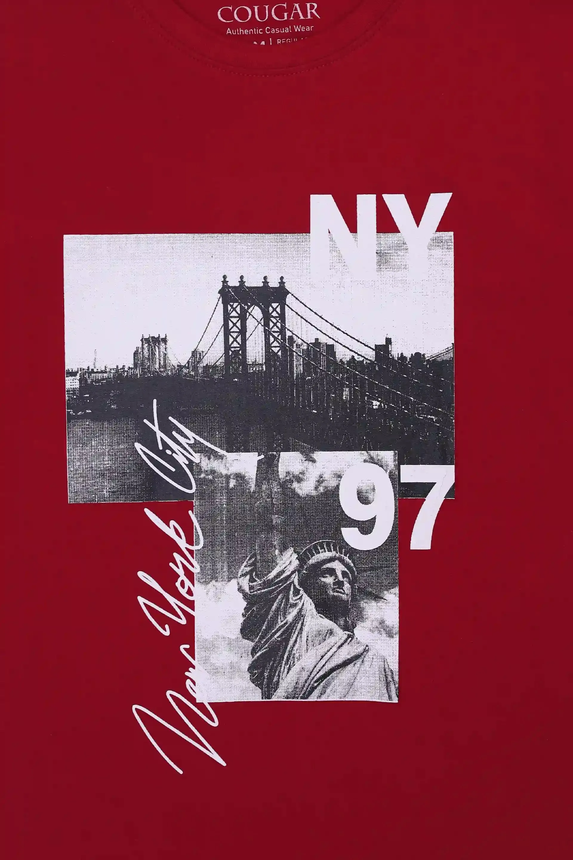 Red Graphic T-Shirt With Topstitches