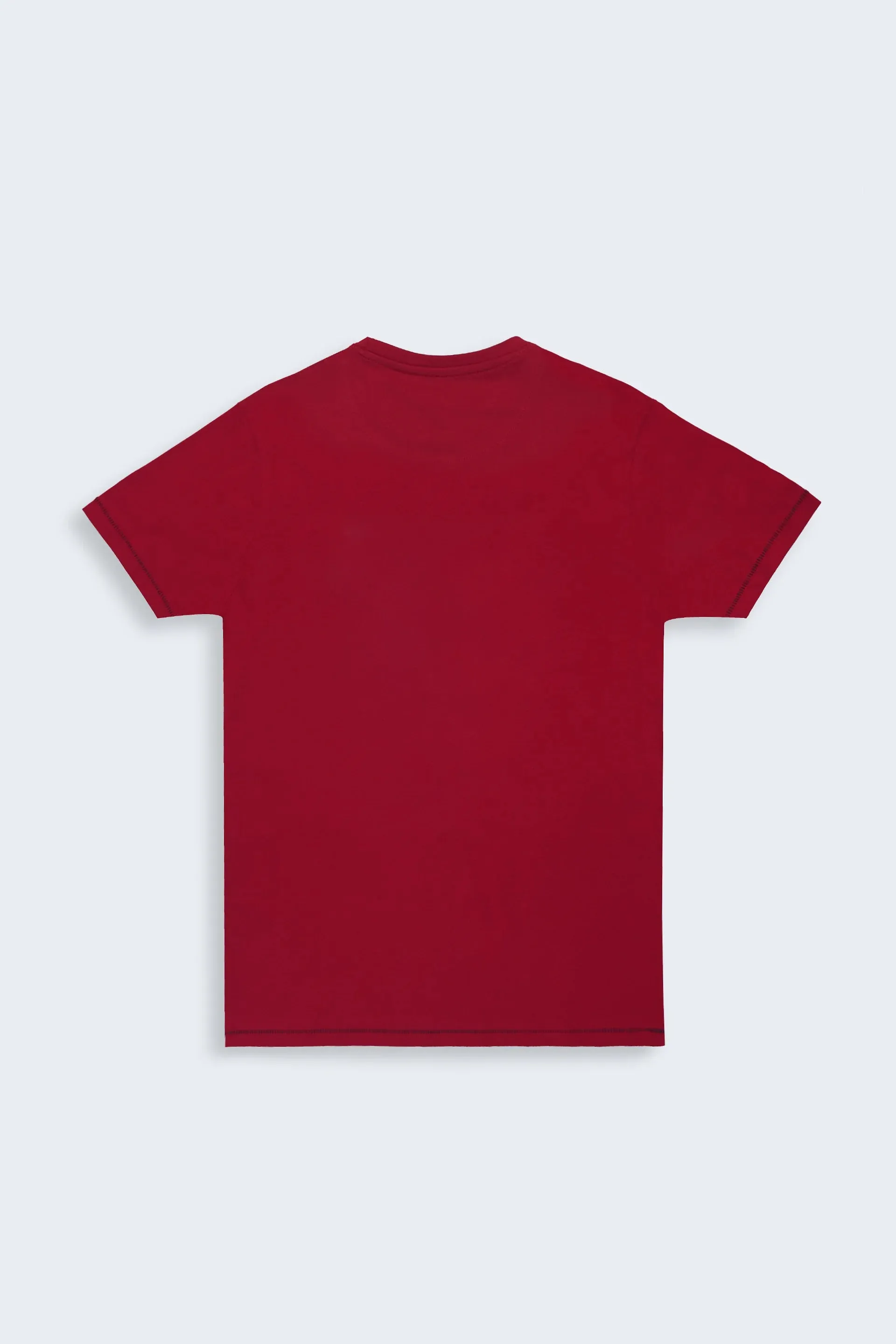 Red Graphic T-Shirt With Topstitches