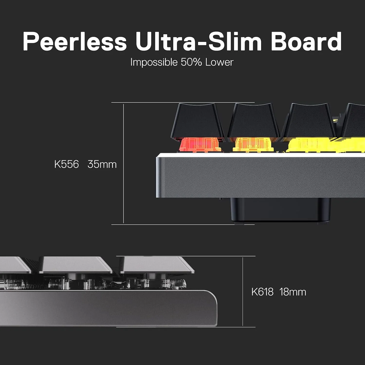 Redragon K618 PRO 3-Mode Wireless RGB Mechanical Keyboard, BT/2.4Ghz/Wired Low Profile Win/Mac Gaming Keyboard w/Ultra-Thin Design, Dedicated Media Control & Tactile Blue Switch