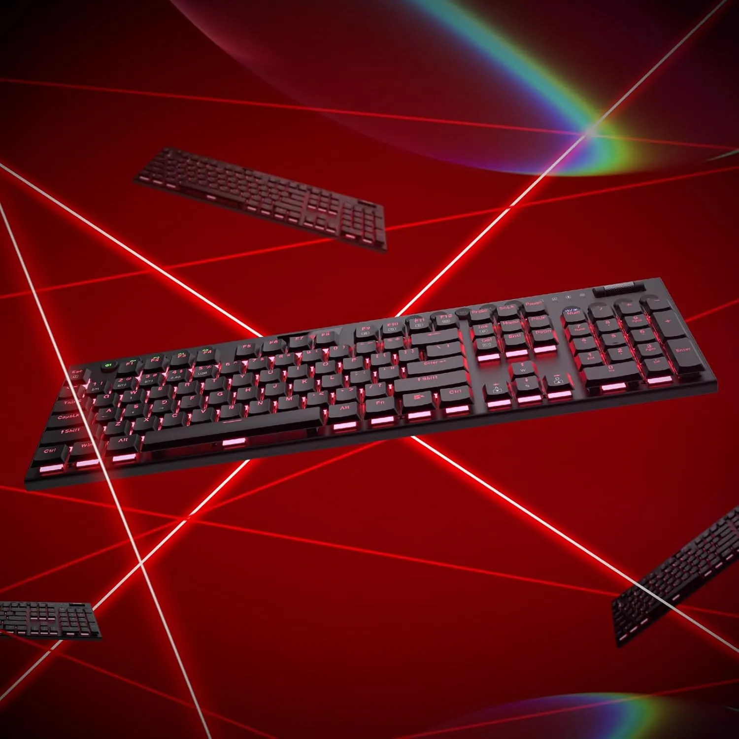 Redragon K618 PRO 3-Mode Wireless RGB Mechanical Keyboard, BT/2.4Ghz/Wired Low Profile Win/Mac Gaming Keyboard w/Ultra-Thin Design, Dedicated Media Control & Tactile Blue Switch