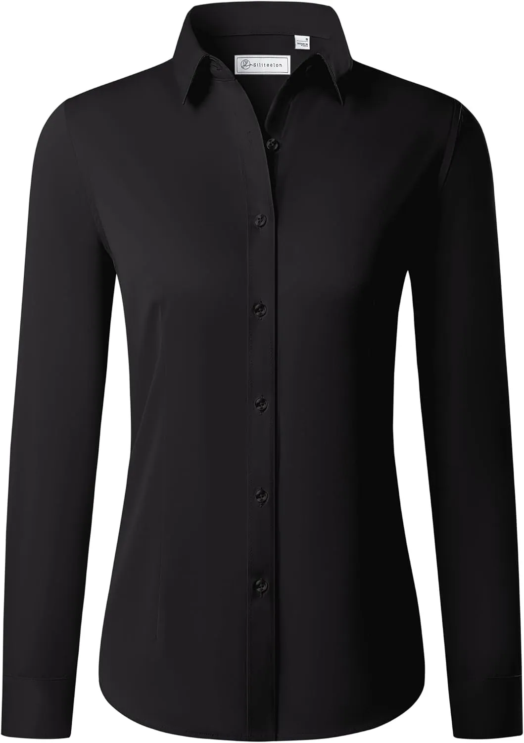 siliteelon Button Down Shirts for Women Long Sleeve Dress Shirts Wrinkle Free Collared Work Office Solid Blouses Tops