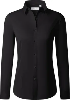 siliteelon Button Down Shirts for Women Long Sleeve Dress Shirts Wrinkle Free Collared Work Office Solid Blouses Tops
