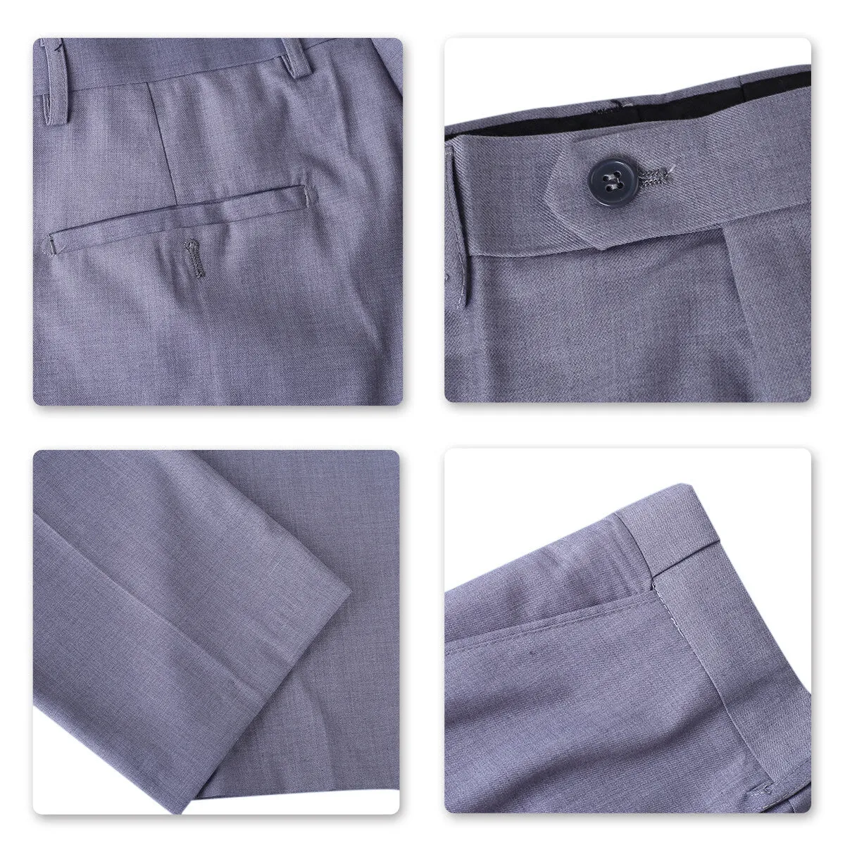 Slim Fit 2 Piece Suit 2 Button Formal Business Wedding Solid Suits Light Grey