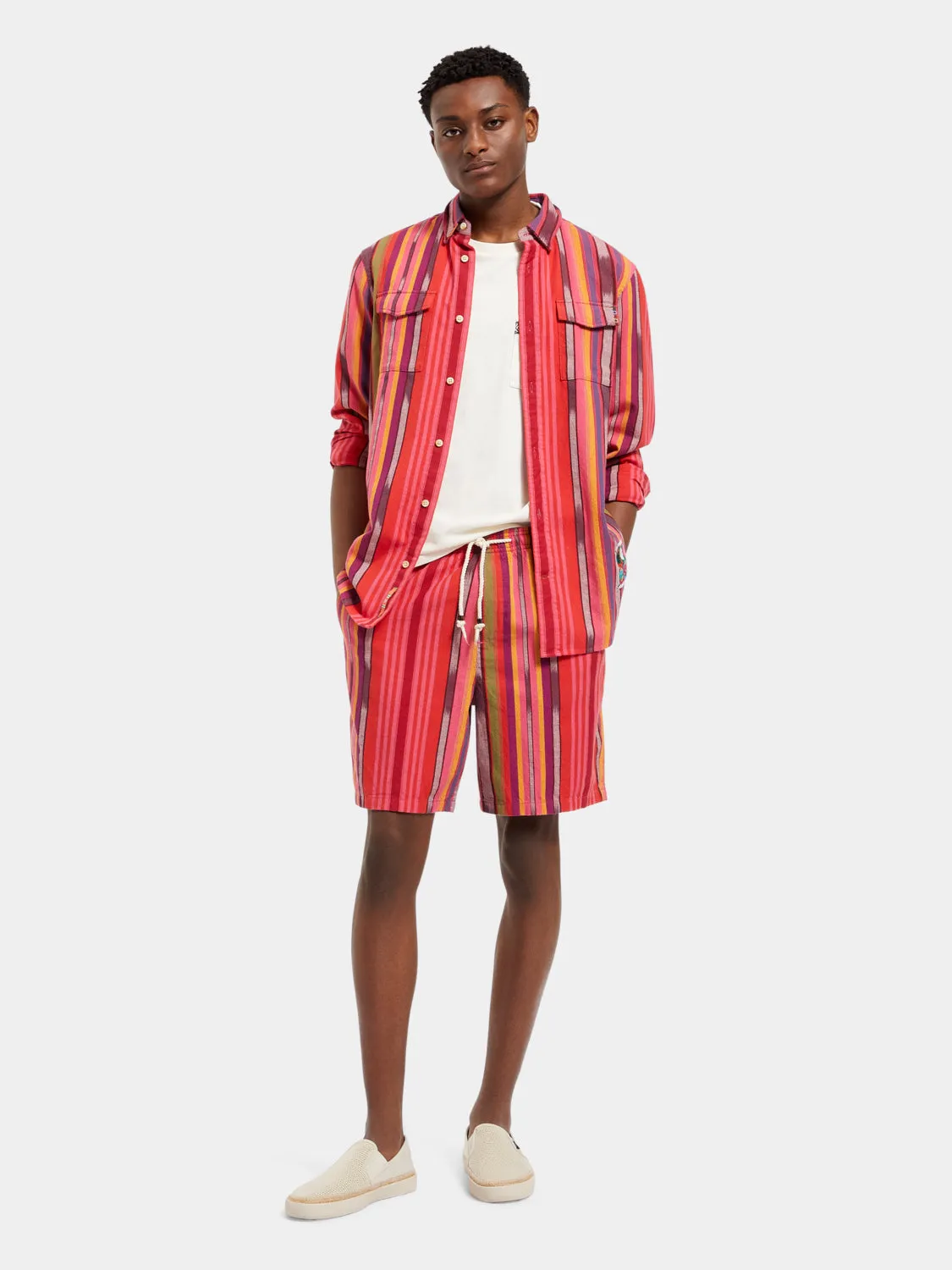 Striped Oxford shorts
