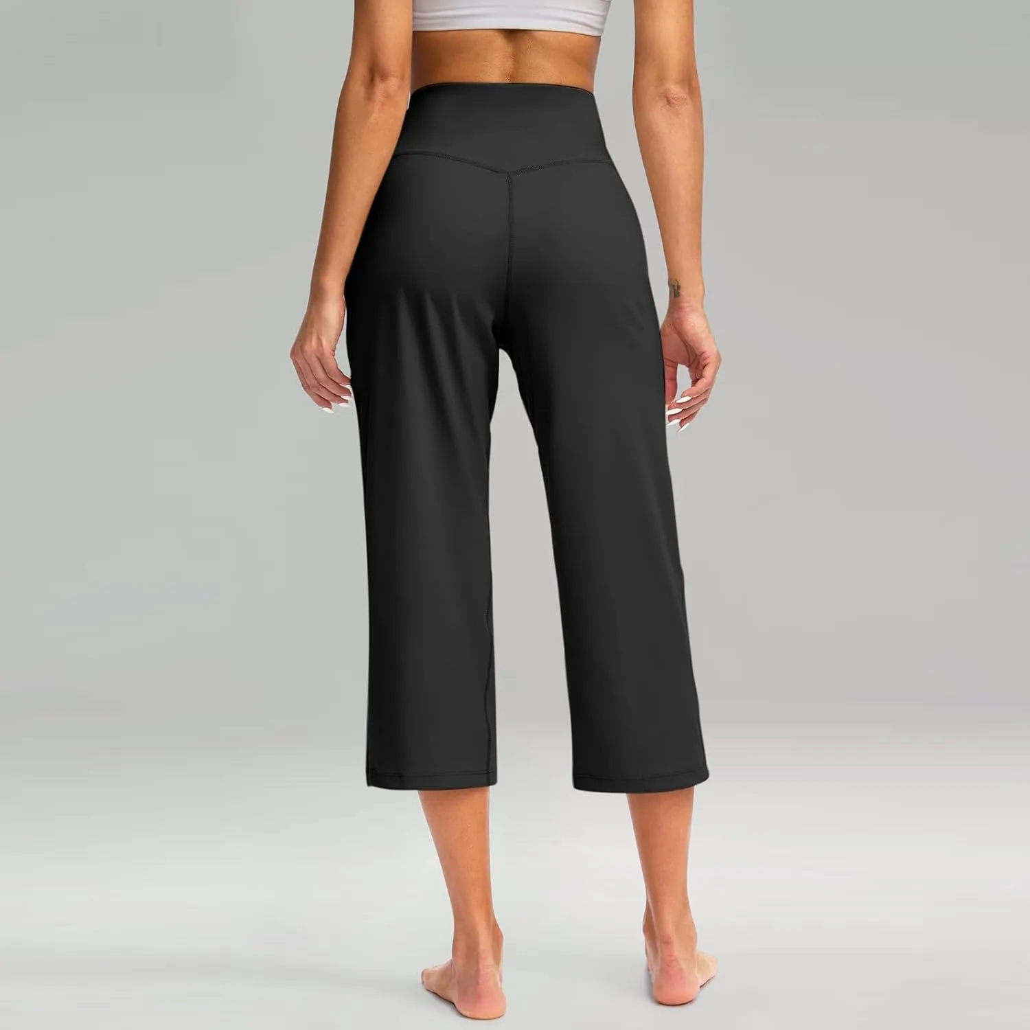 Summer Capri Pants for Women High Waist Workout Legging with Pockets Tummy Control Leggings Crop Straight Yoga Pant