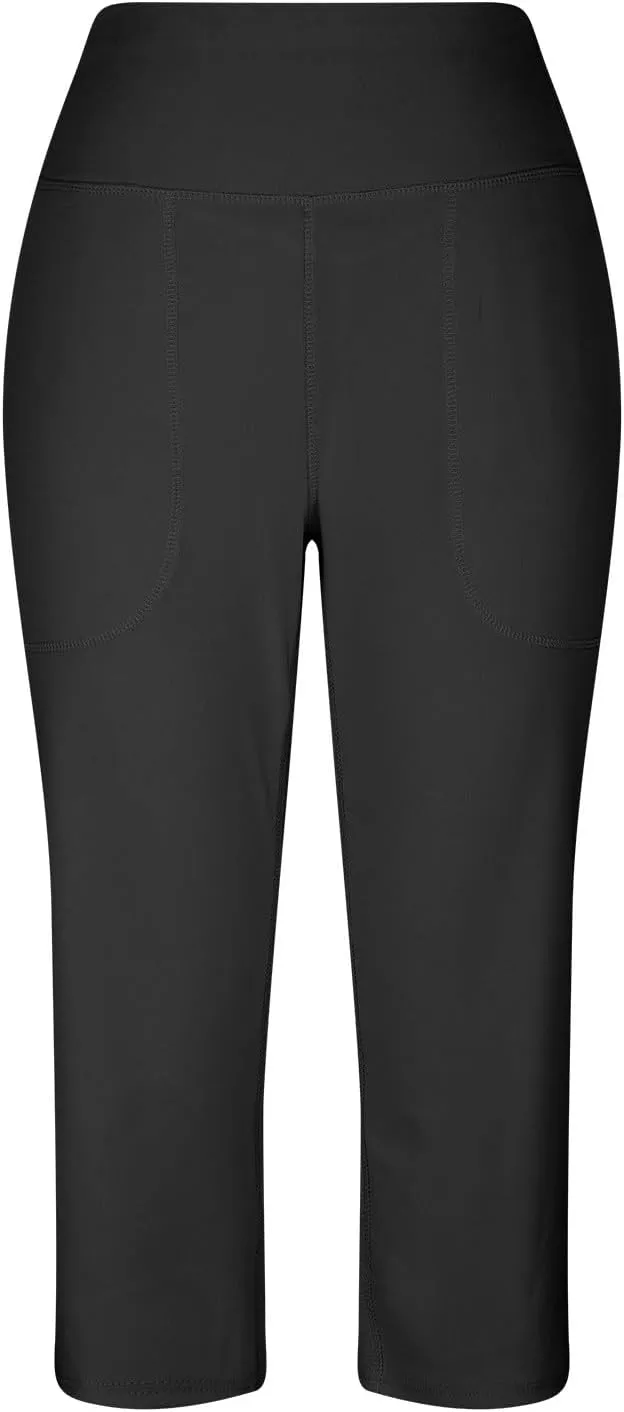 Summer Capri Pants for Women High Waist Workout Legging with Pockets Tummy Control Leggings Crop Straight Yoga Pant
