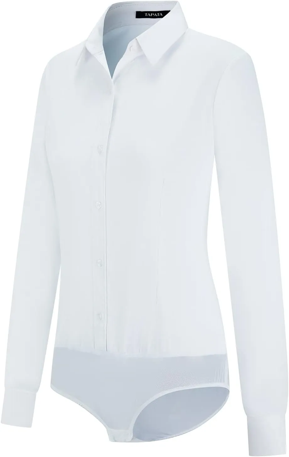 Tapata Womens Bodysuit Blouse Button Down One-Piece Long Sleeve Solid Office Work Shirt Casual Tops