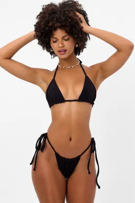 Tia Terry Triangle Bikini Top - Black